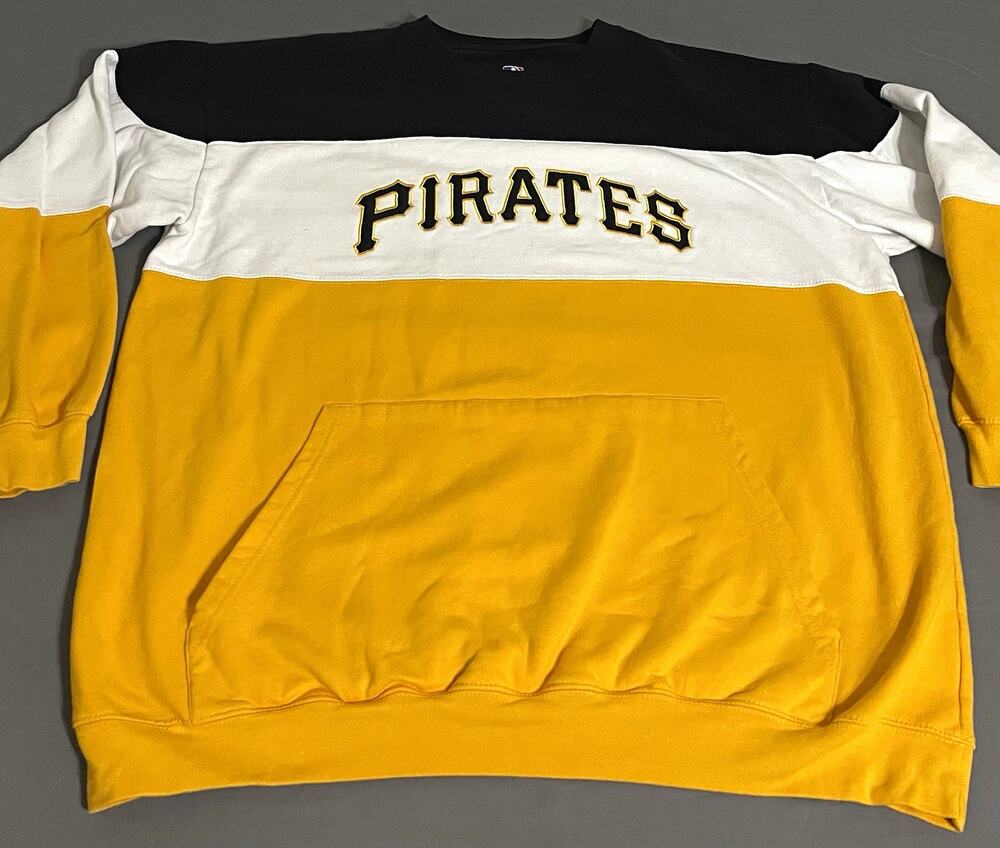 Pittsburgh Pirates MLB Colorblock Crewneck Sweatshirt Mens 3XLT Black Gold Yinz